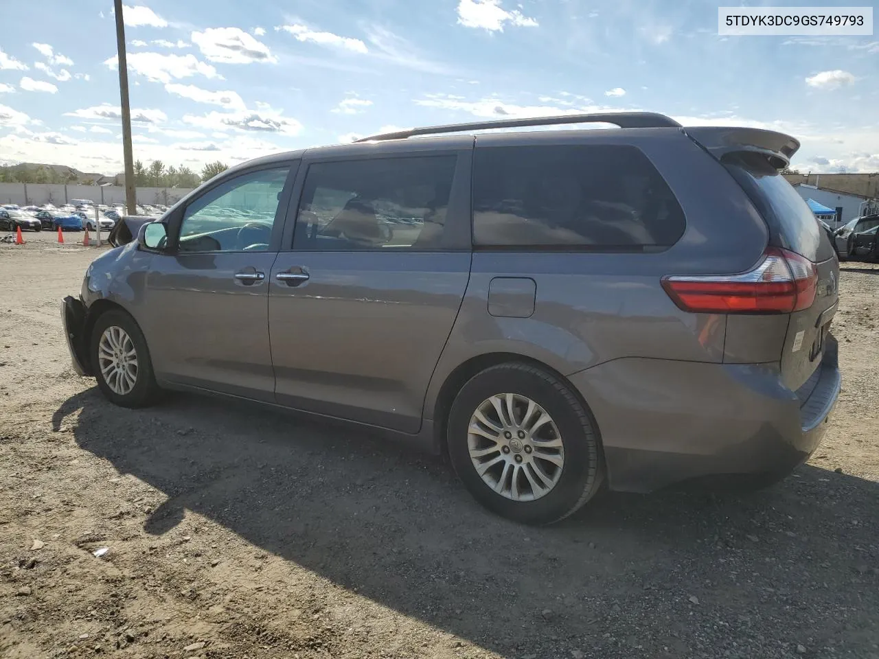 2016 Toyota Sienna Xle VIN: 5TDYK3DC9GS749793 Lot: 76241534