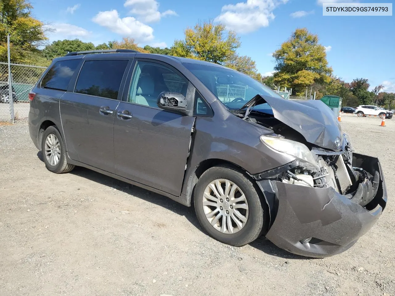 2016 Toyota Sienna Xle VIN: 5TDYK3DC9GS749793 Lot: 76241534