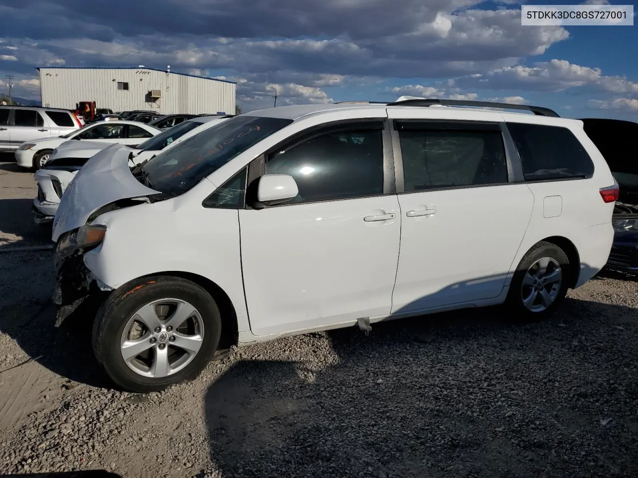 2016 Toyota Sienna Le VIN: 5TDKK3DC8GS727001 Lot: 76281024