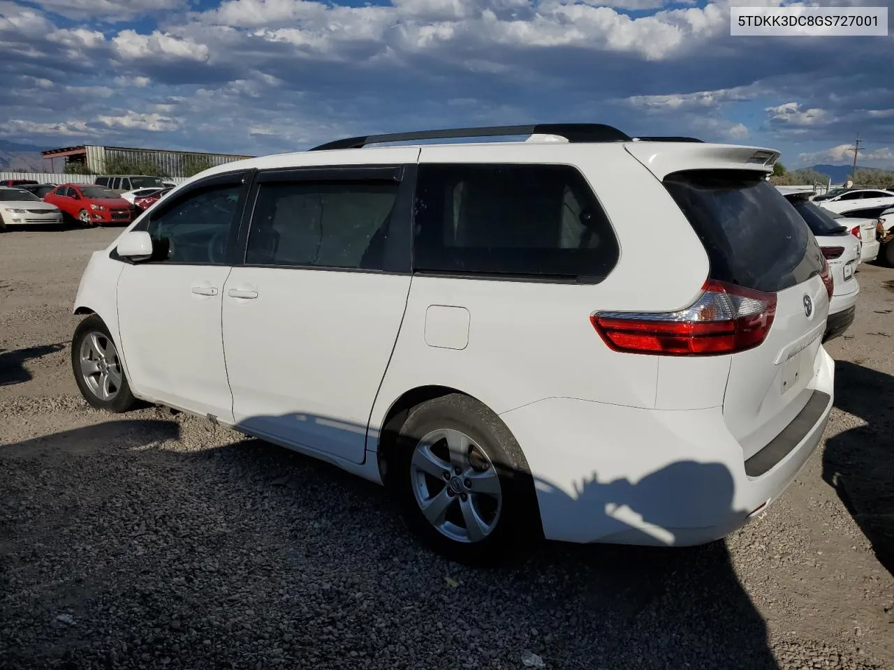 2016 Toyota Sienna Le VIN: 5TDKK3DC8GS727001 Lot: 76281024