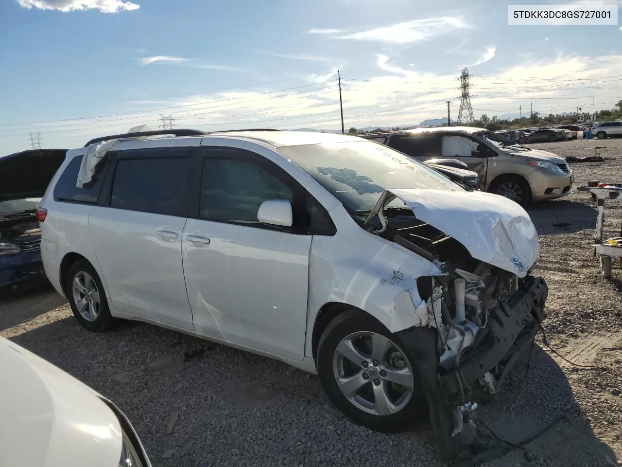 2016 Toyota Sienna Le VIN: 5TDKK3DC8GS727001 Lot: 76281024