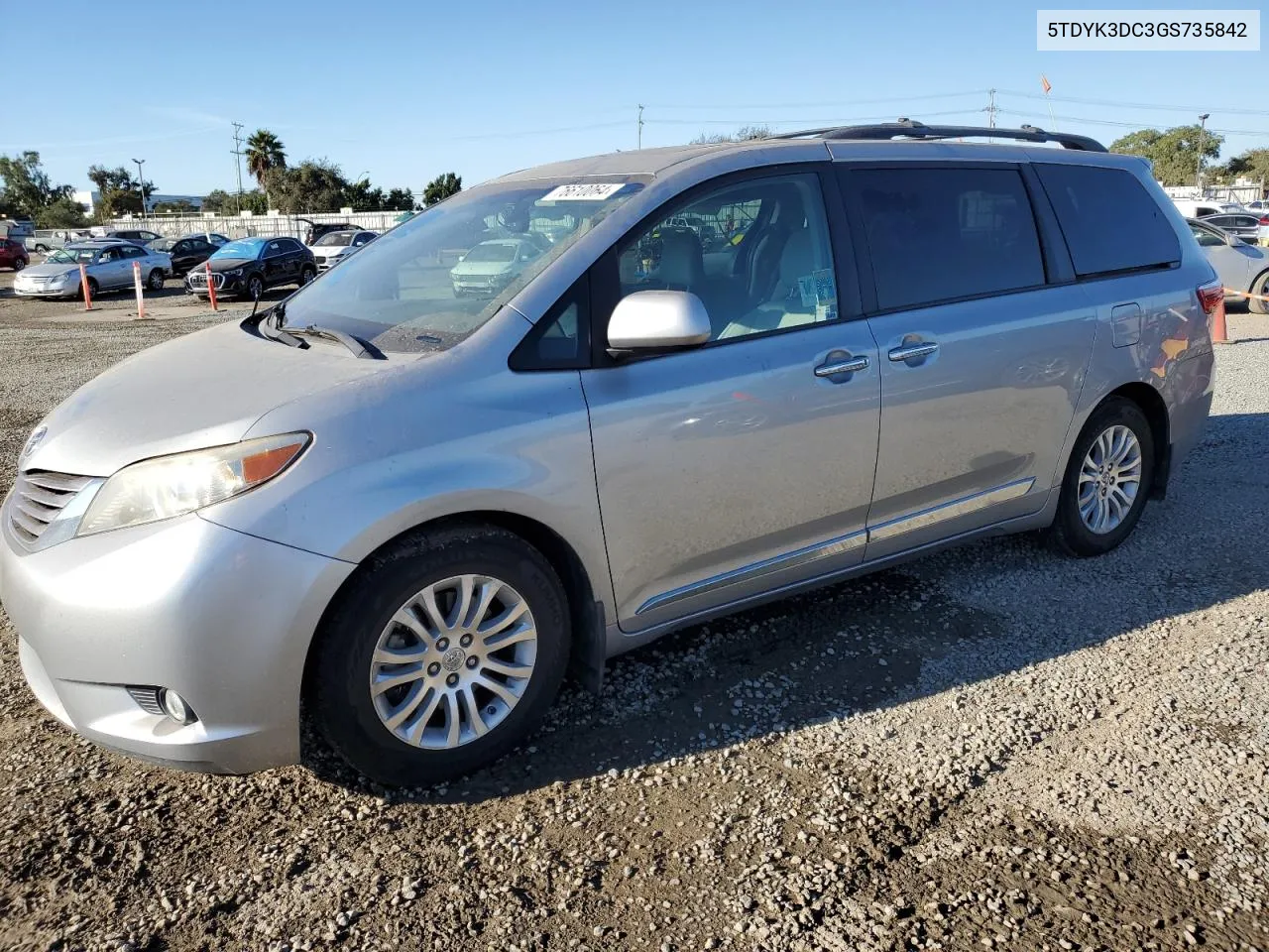 2016 Toyota Sienna Xle VIN: 5TDYK3DC3GS735842 Lot: 76610064