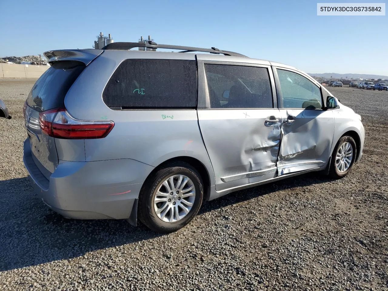 2016 Toyota Sienna Xle VIN: 5TDYK3DC3GS735842 Lot: 76610064