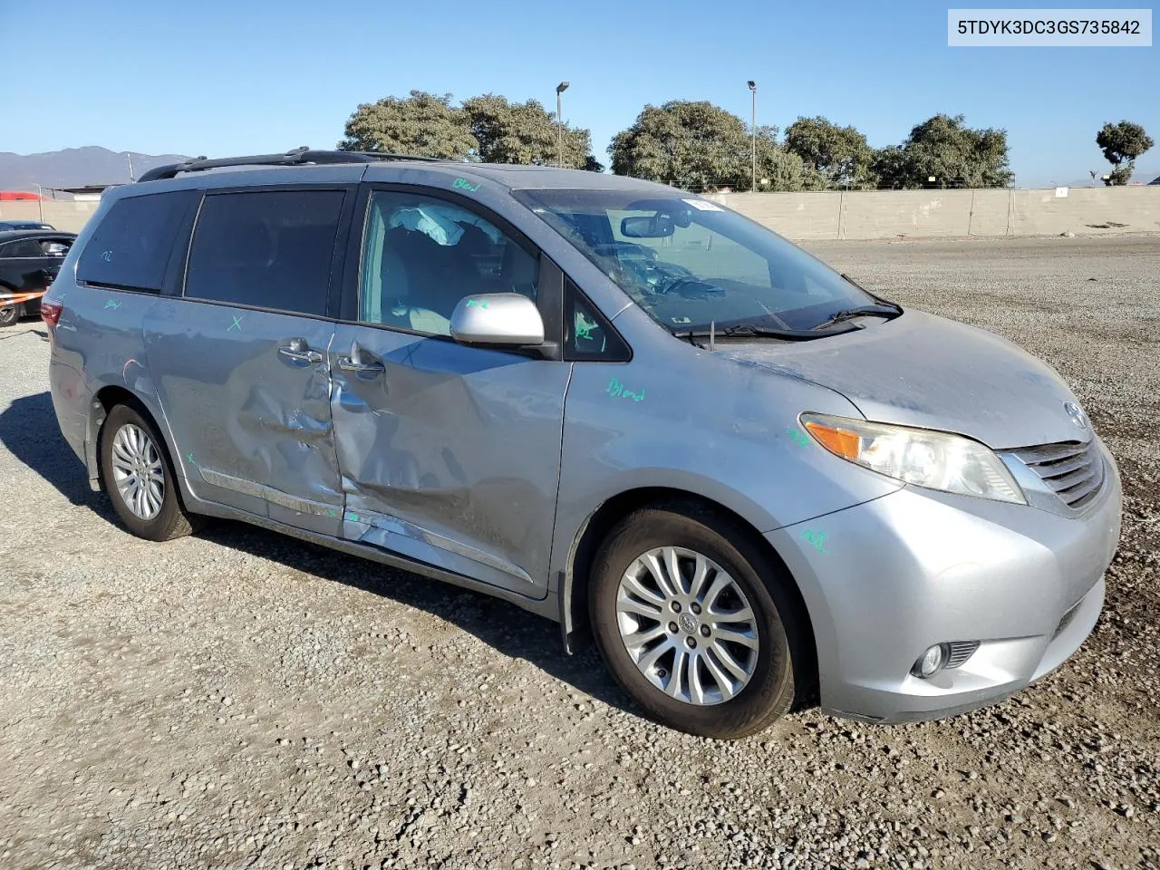 2016 Toyota Sienna Xle VIN: 5TDYK3DC3GS735842 Lot: 76610064