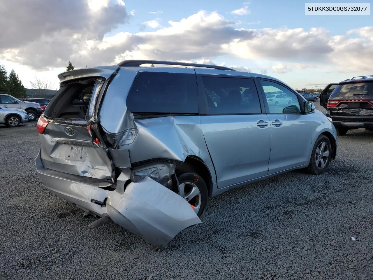 2016 Toyota Sienna Le VIN: 5TDKK3DC0GS732077 Lot: 77031554