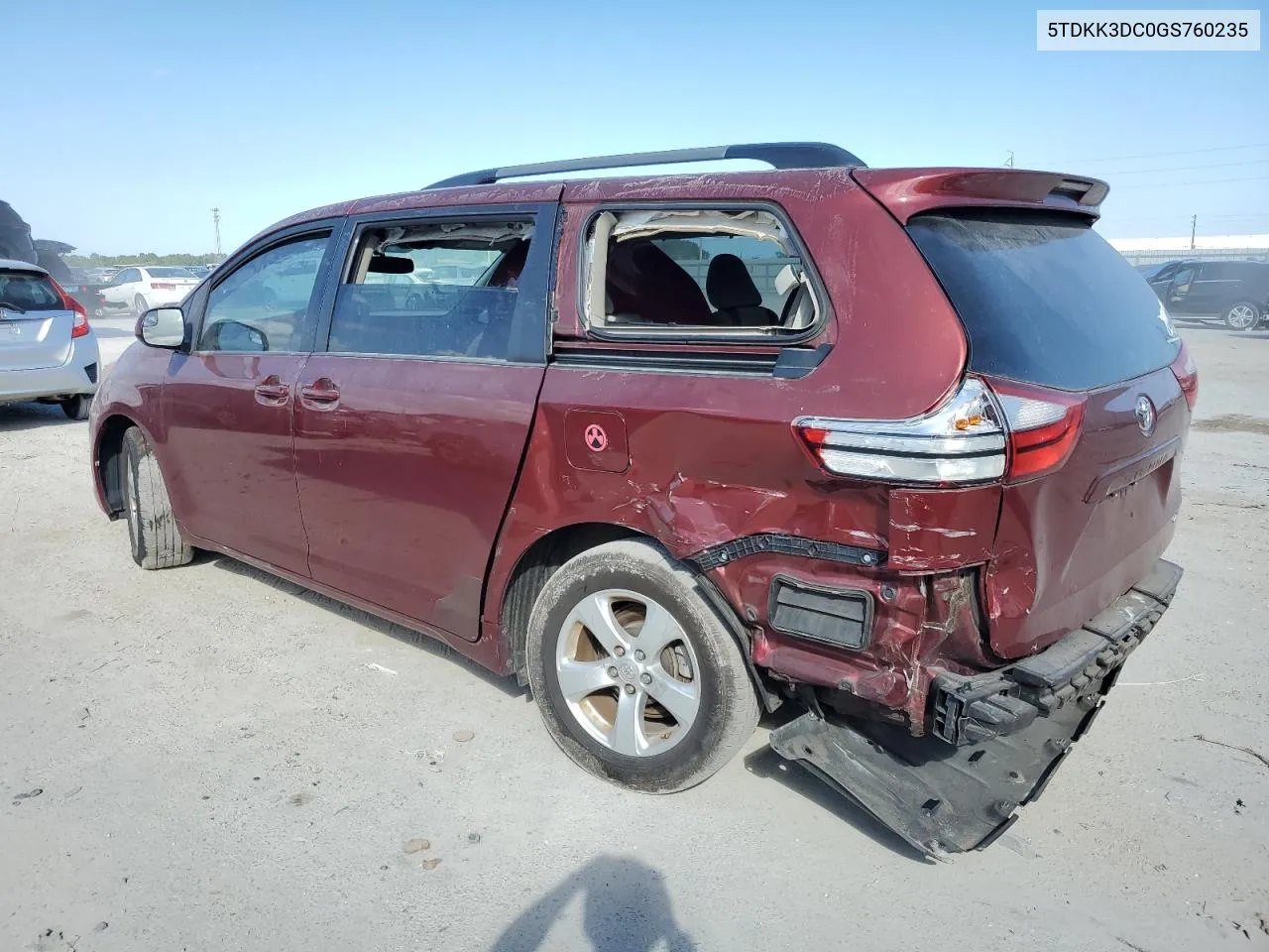 2016 Toyota Sienna Le VIN: 5TDKK3DC0GS760235 Lot: 77354704