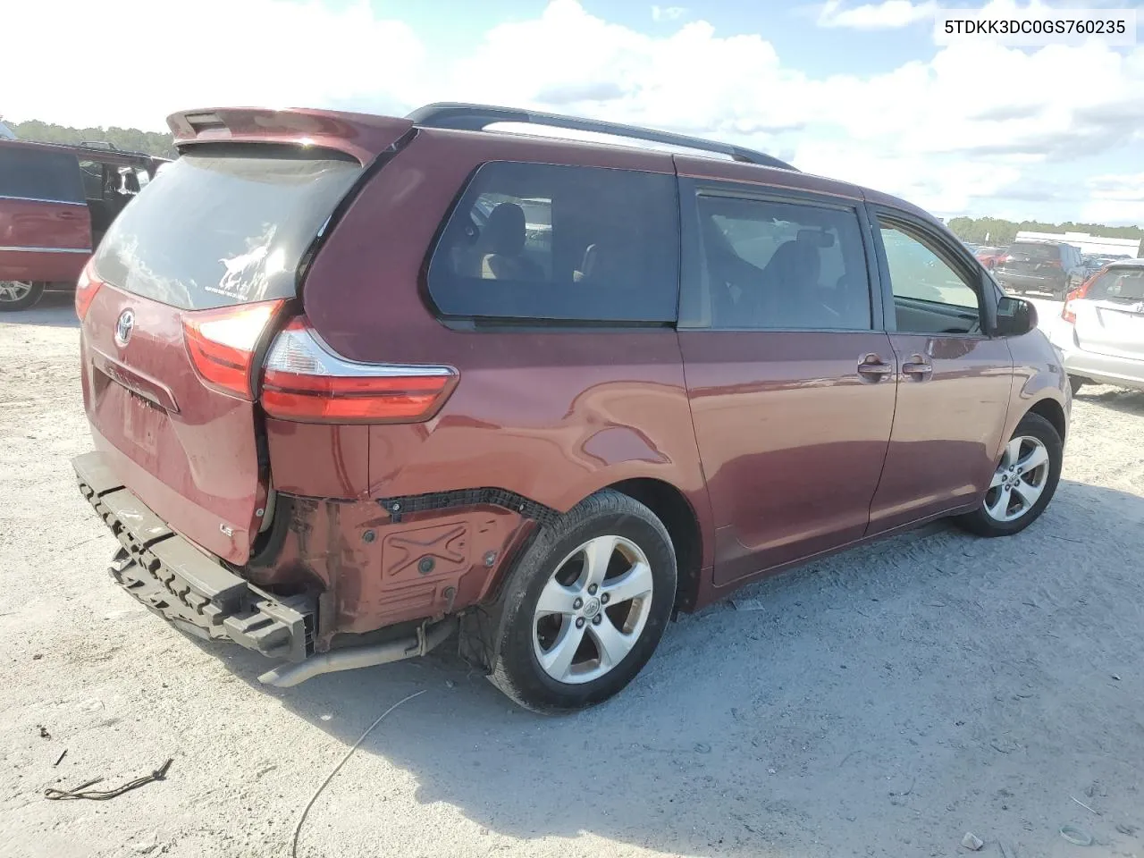 2016 Toyota Sienna Le VIN: 5TDKK3DC0GS760235 Lot: 77354704