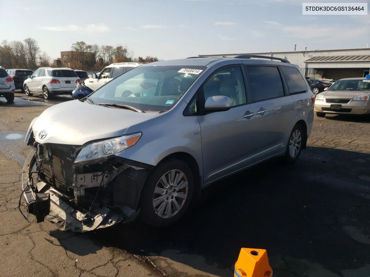 2016 Toyota Sienna Xle VIN: 5TDDK3DC6GS136464 Lot: 78400414