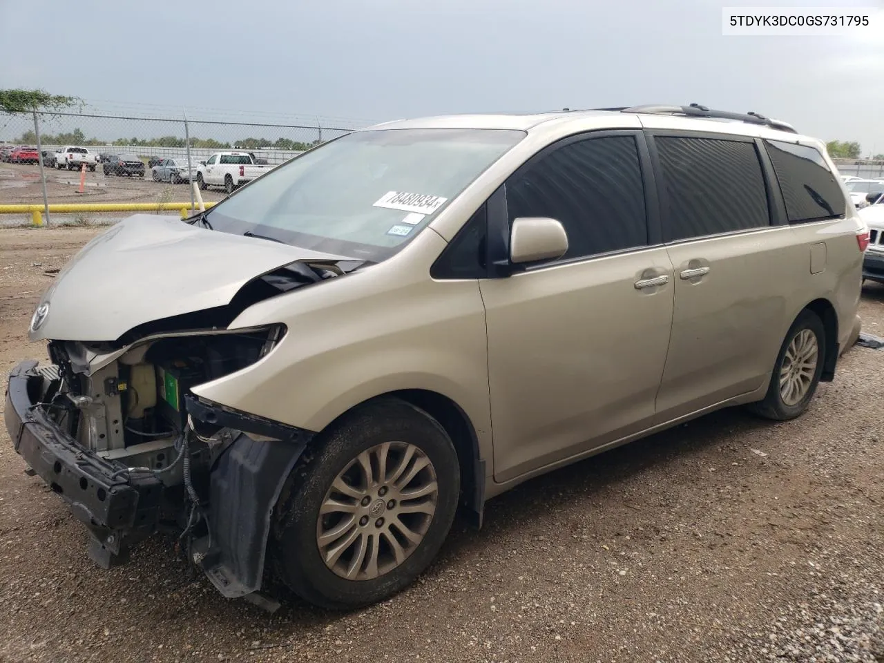 2016 Toyota Sienna Xle VIN: 5TDYK3DC0GS731795 Lot: 78480934