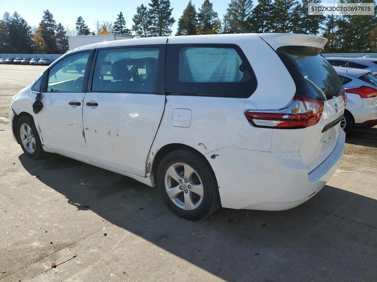 2016 Toyota Sienna VIN: 5TDZK3DC7GS697875 Lot: 78704444