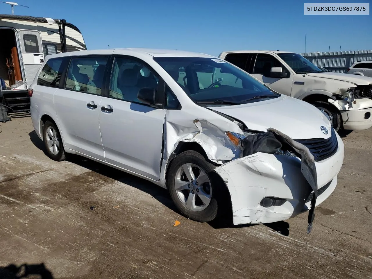 2016 Toyota Sienna VIN: 5TDZK3DC7GS697875 Lot: 78704444