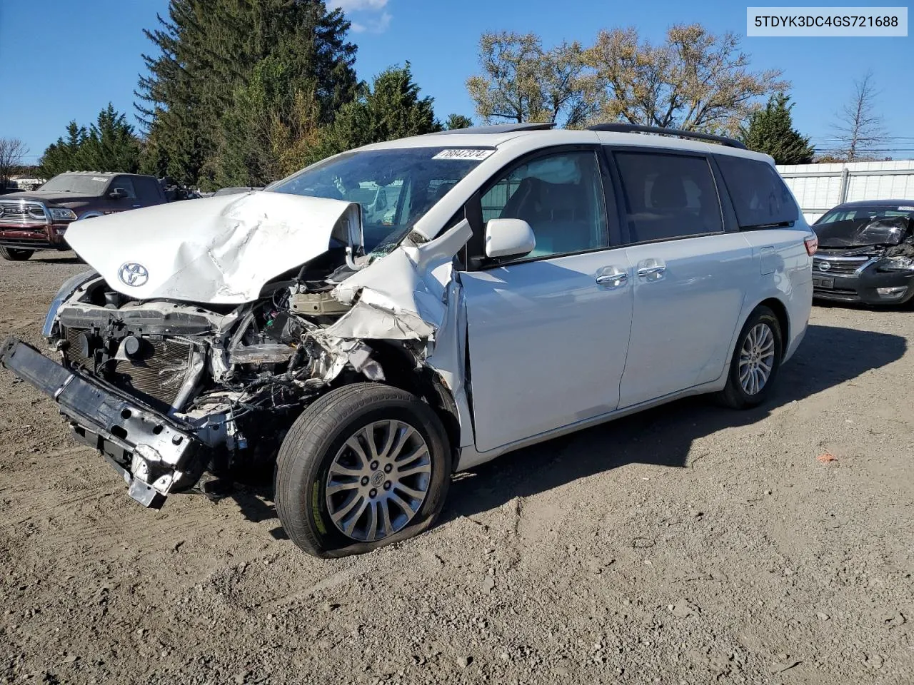 2016 Toyota Sienna Xle VIN: 5TDYK3DC4GS721688 Lot: 78847374