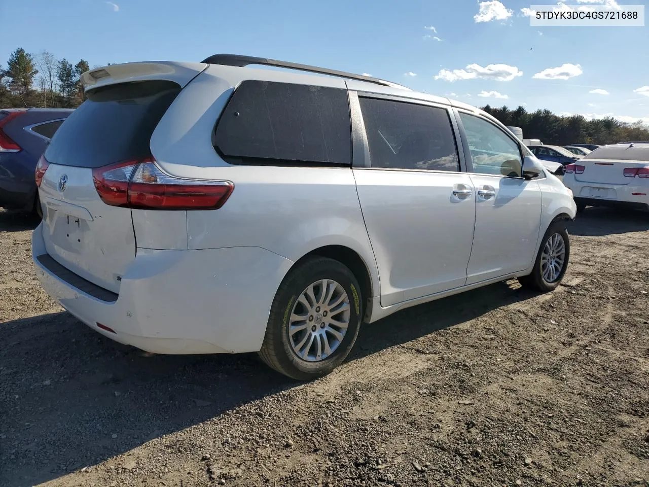 2016 Toyota Sienna Xle VIN: 5TDYK3DC4GS721688 Lot: 78847374