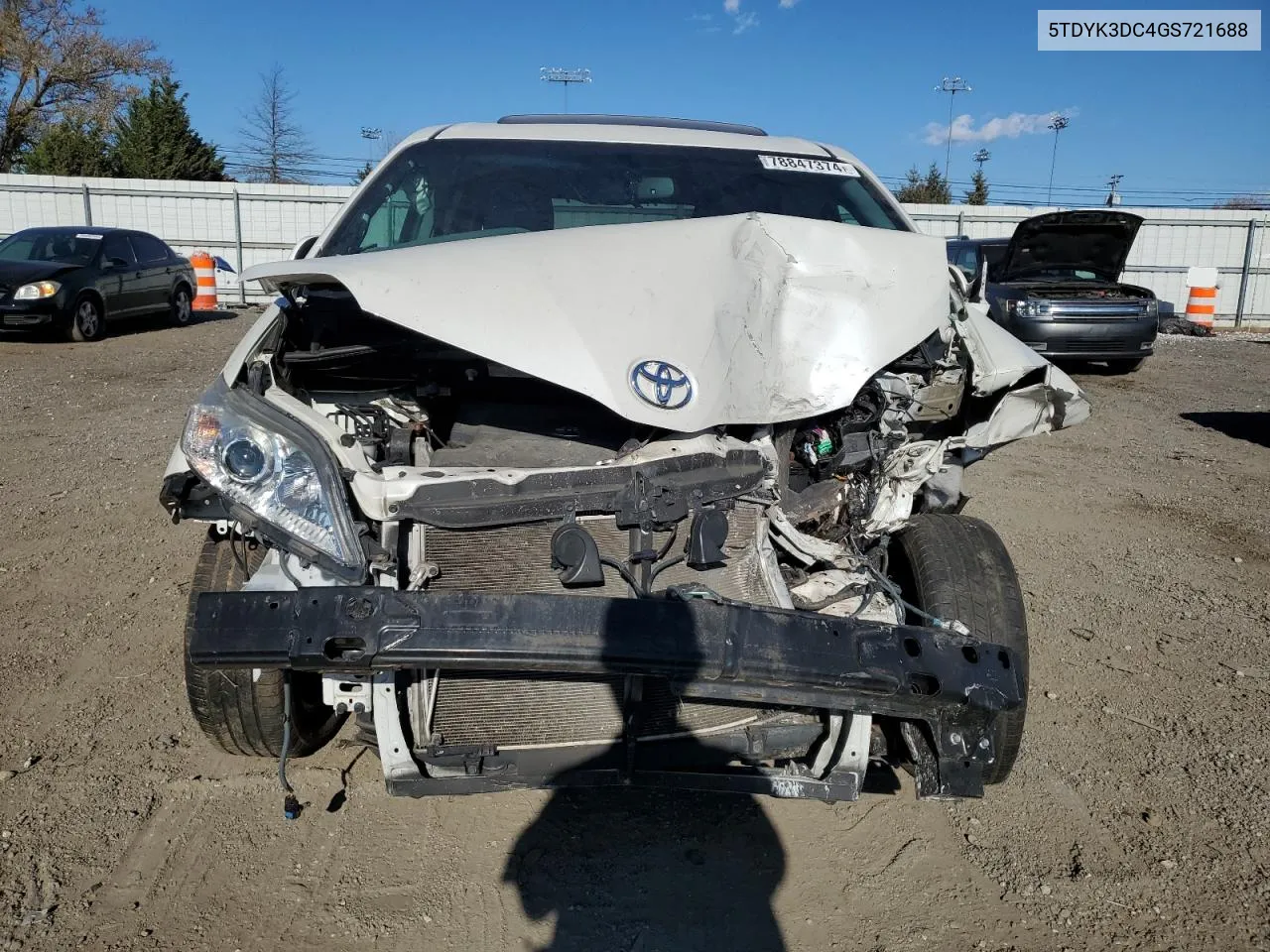 2016 Toyota Sienna Xle VIN: 5TDYK3DC4GS721688 Lot: 78847374