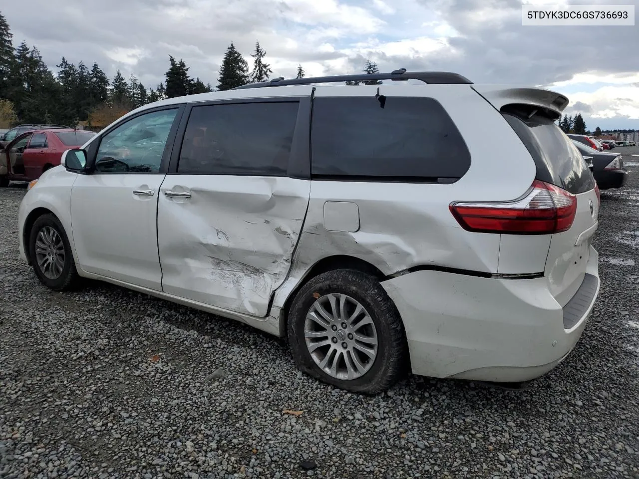 2016 Toyota Sienna Xle VIN: 5TDYK3DC6GS736693 Lot: 79873884