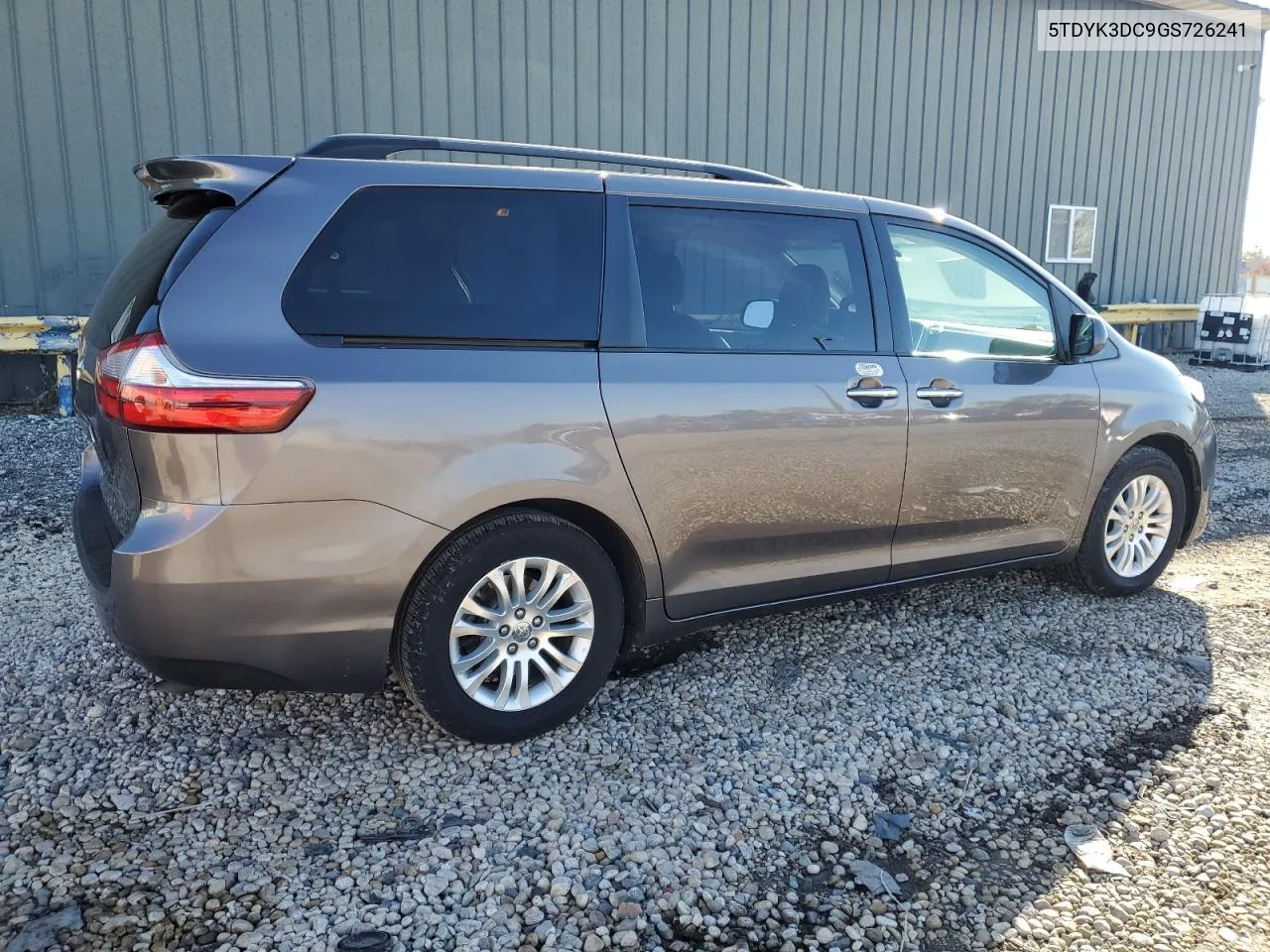 2016 Toyota Sienna Xle VIN: 5TDYK3DC9GS726241 Lot: 80057264