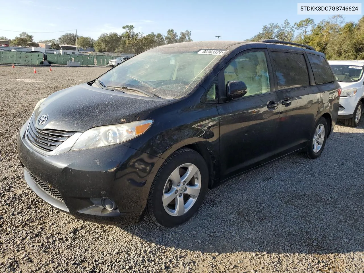 2016 Toyota Sienna Le VIN: 5TDKK3DC7GS746624 Lot: 80303324