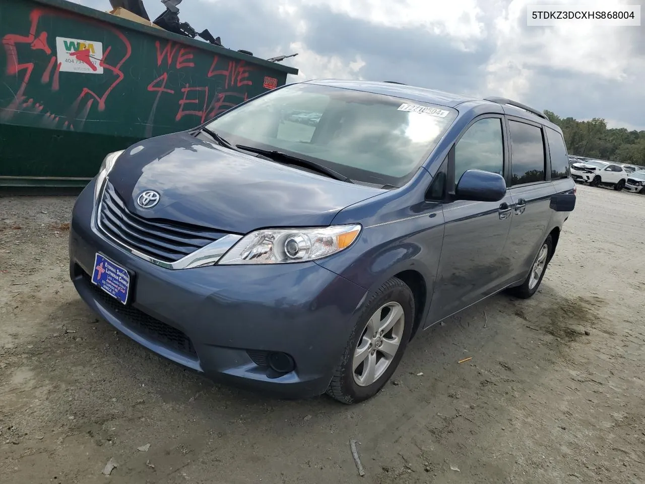 5TDKZ3DCXHS868004 2017 Toyota Sienna Le