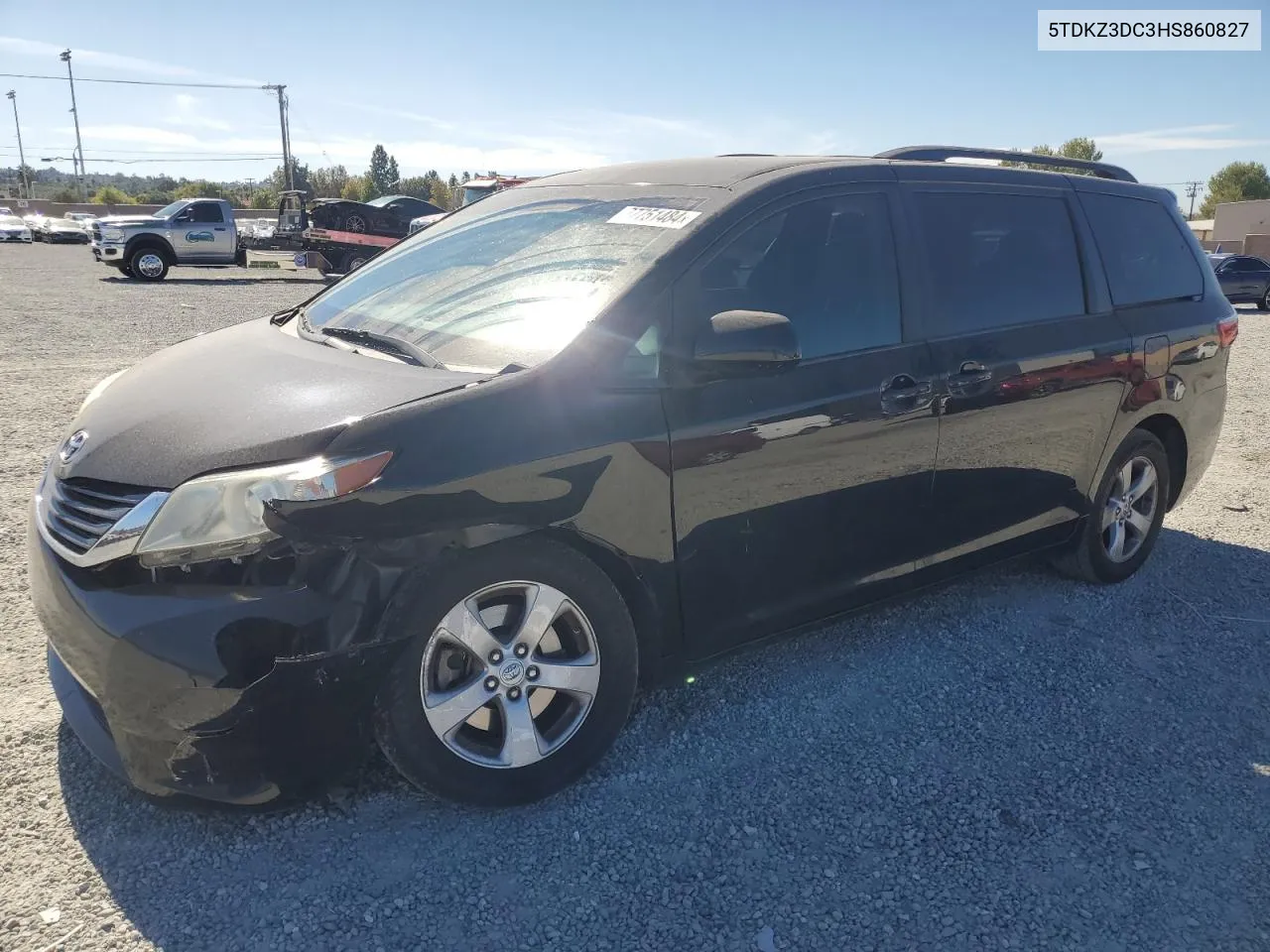 2017 Toyota Sienna Le VIN: 5TDKZ3DC3HS860827 Lot: 77751484