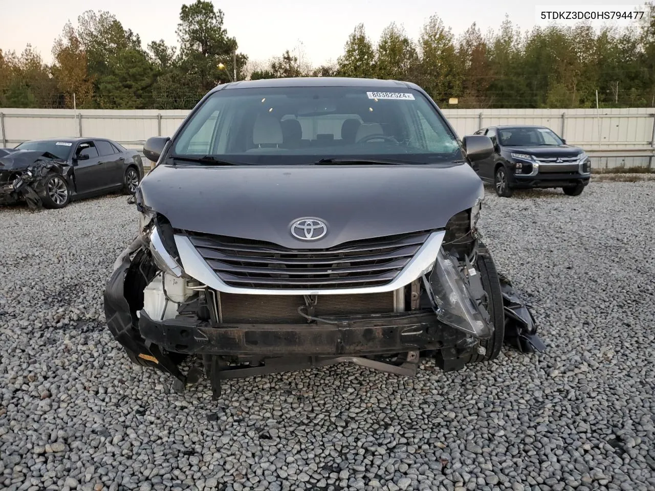 2017 Toyota Sienna Le VIN: 5TDKZ3DC0HS794477 Lot: 80382524