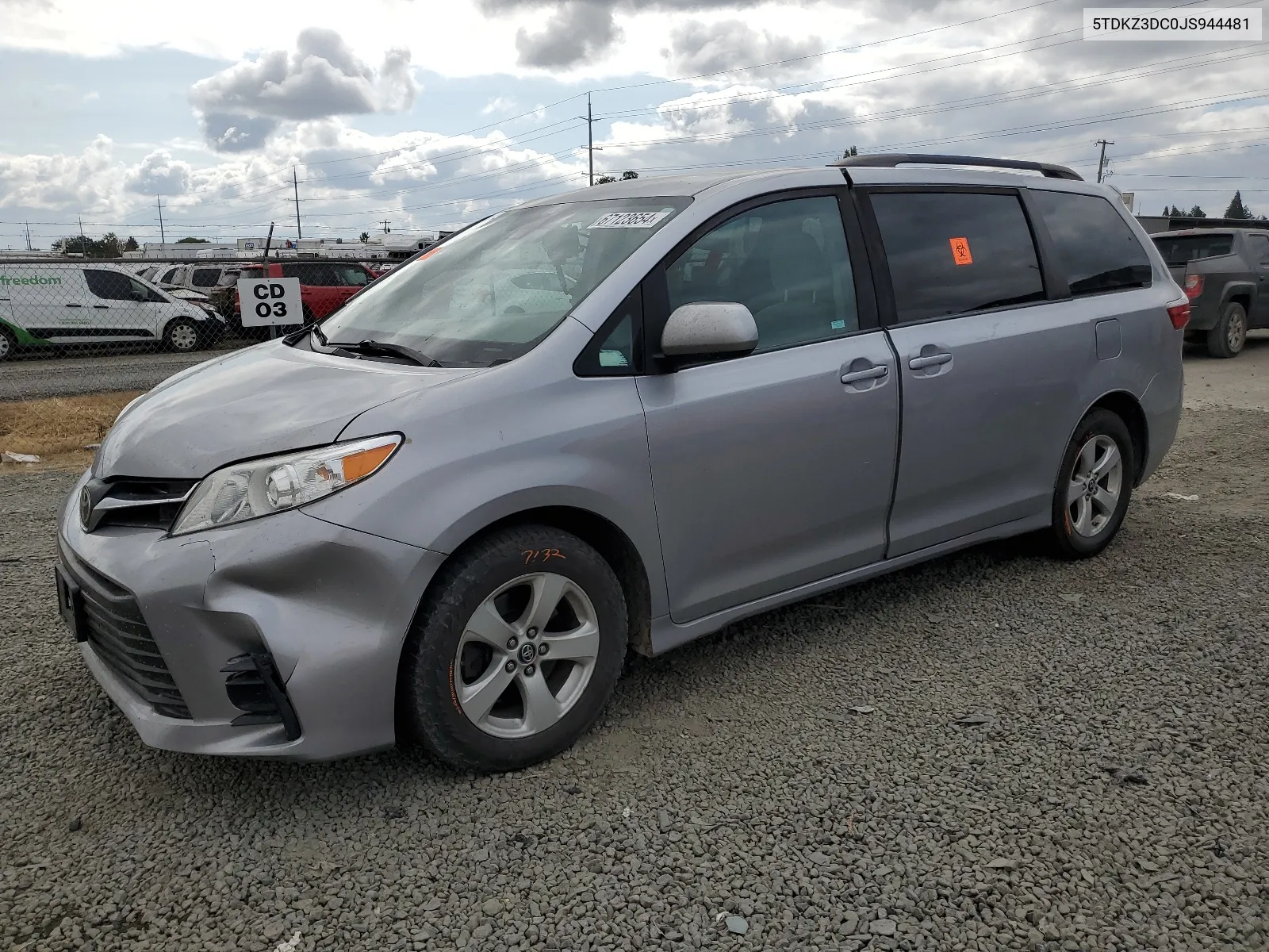 2018 Toyota Sienna Le VIN: 5TDKZ3DC0JS944481 Lot: 67123654