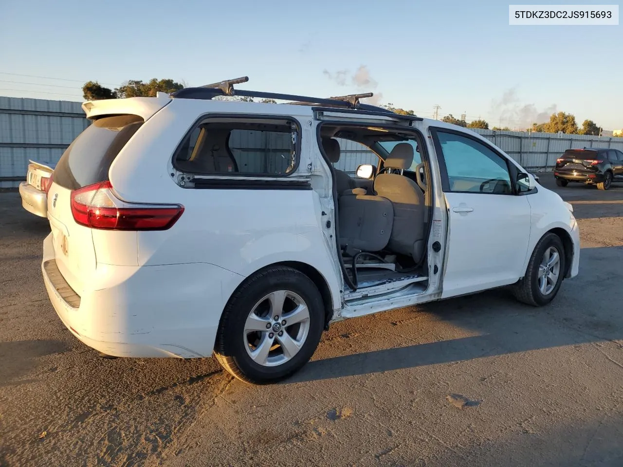 2018 Toyota Sienna Le VIN: 5TDKZ3DC2JS915693 Lot: 75905394