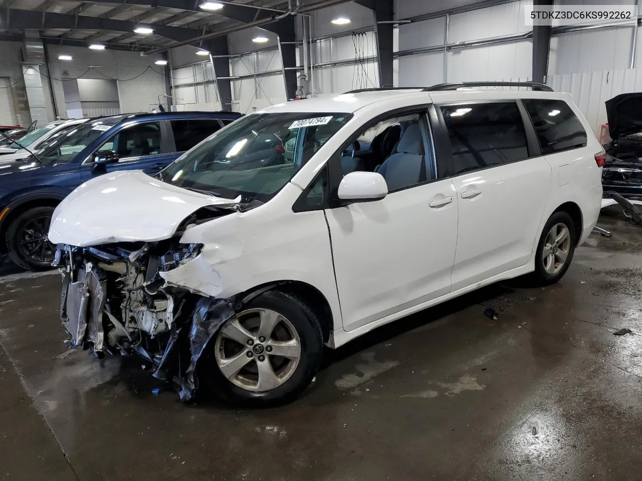 2019 Toyota Sienna Le VIN: 5TDKZ3DC6KS992262 Lot: 70074794