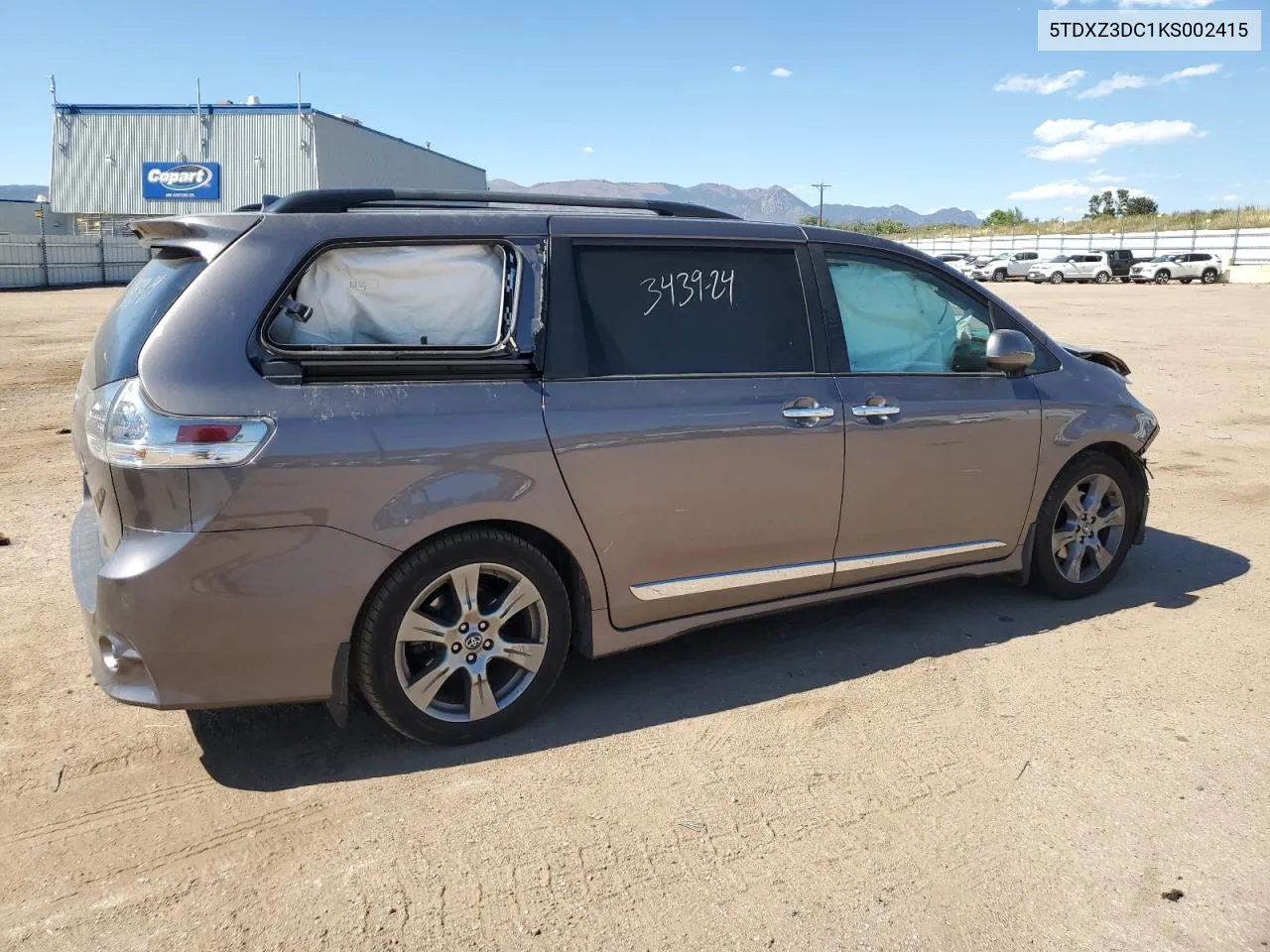 2019 Toyota Sienna Se VIN: 5TDXZ3DC1KS002415 Lot: 72211044