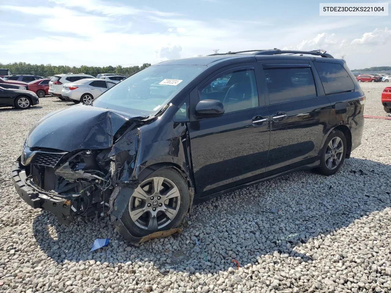 2019 Toyota Sienna Se VIN: 5TDEZ3DC2KS221004 Lot: 72362324