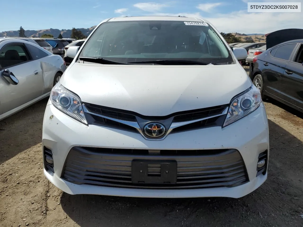 2019 Toyota Sienna Xle VIN: 5TDYZ3DC2KS007028 Lot: 75470274