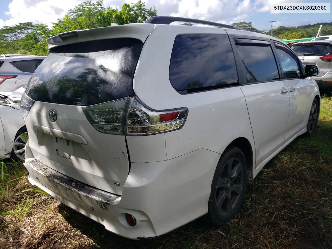 2019 Toyota Sienna Se VIN: 5TDXZ3DCXKS020380 Lot: 76834874