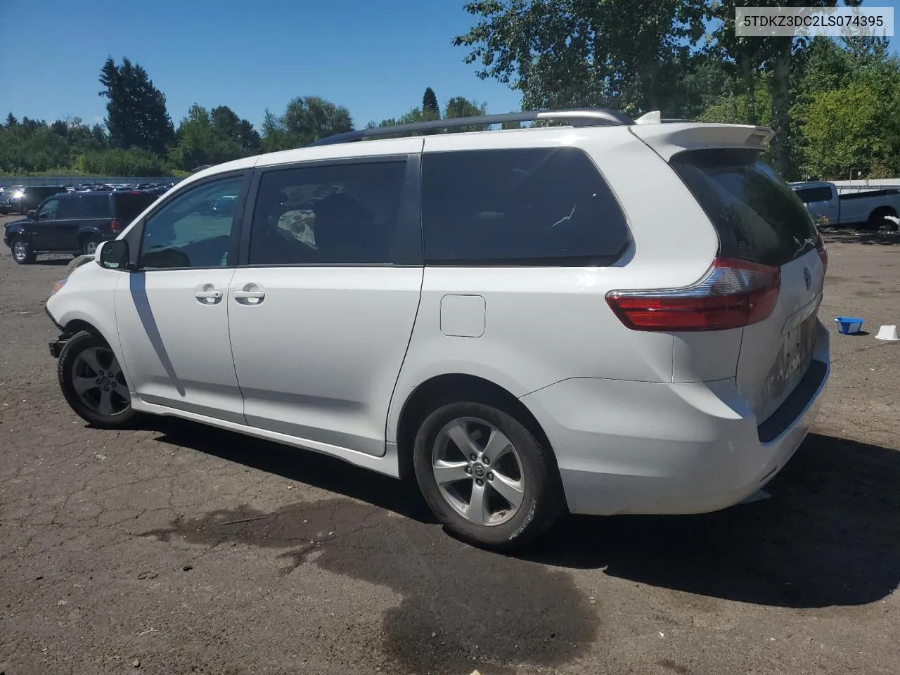 2020 Toyota Sienna Le VIN: 5TDKZ3DC2LS074395 Lot: 65284624