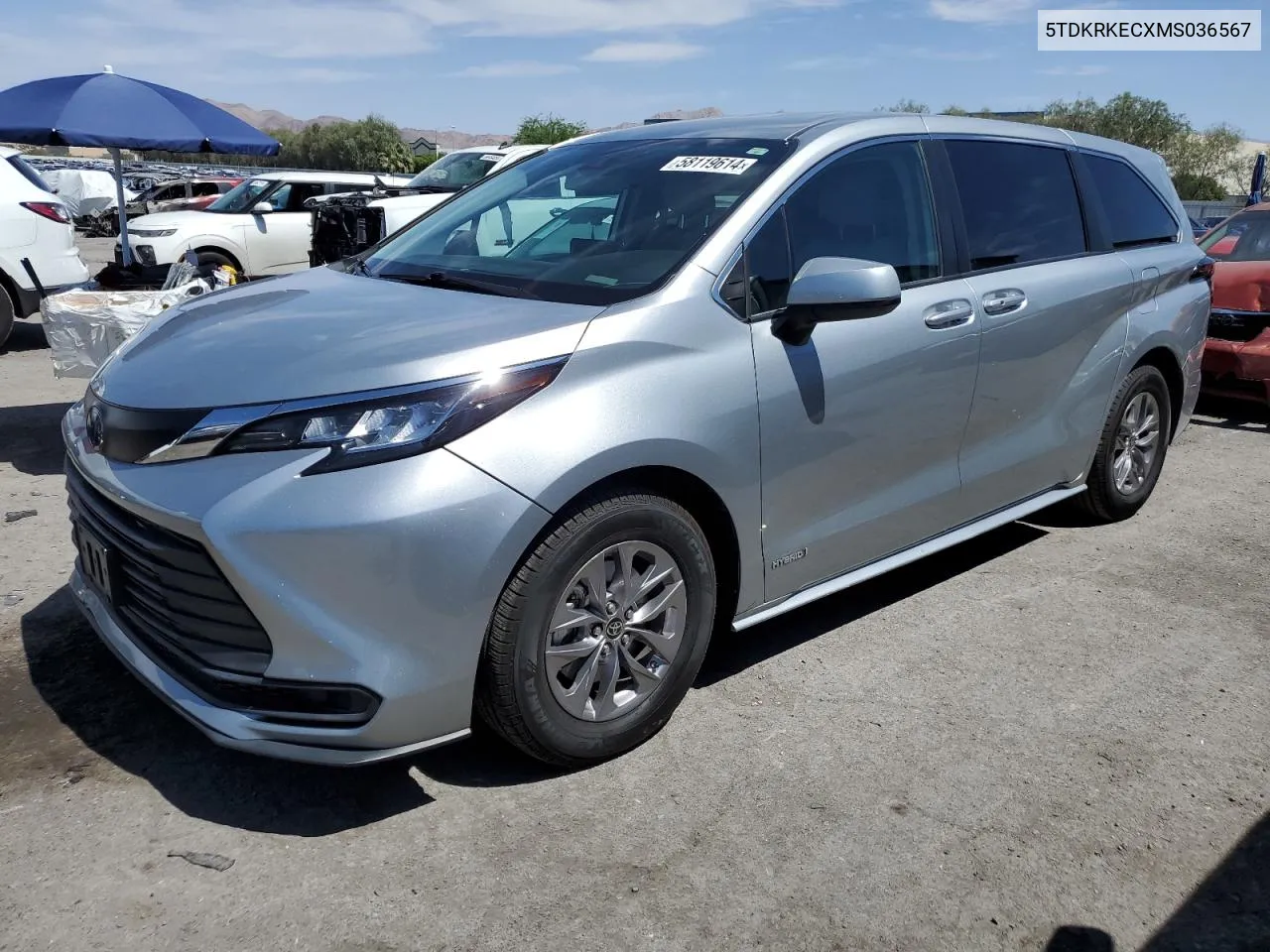 2021 Toyota Sienna Le VIN: 5TDKRKECXMS036567 Lot: 58119614