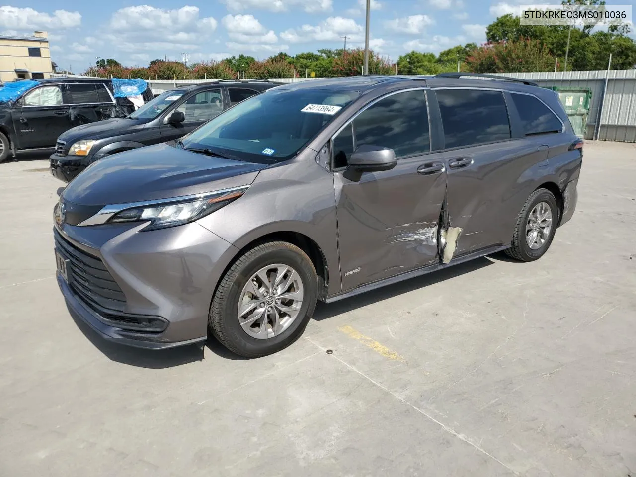 2021 Toyota Sienna Le VIN: 5TDKRKEC3MS010036 Lot: 64713964