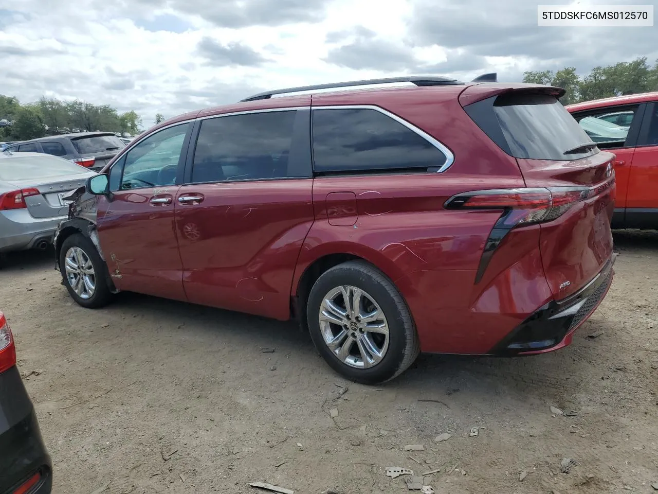 2021 Toyota Sienna Xse VIN: 5TDDSKFC6MS012570 Lot: 70163444