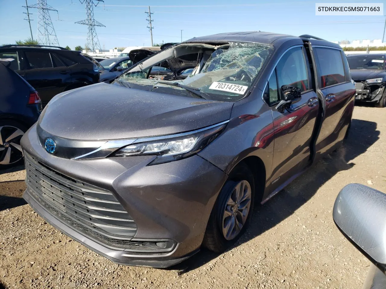 2021 Toyota Sienna Le VIN: 5TDKRKEC5MS071663 Lot: 70314724