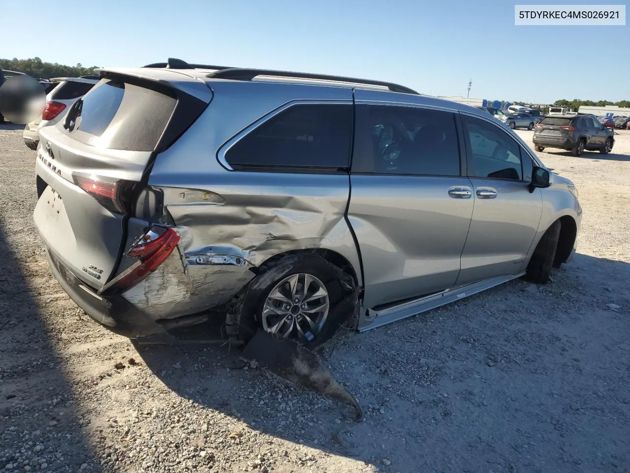 2021 Toyota Sienna Xle VIN: 5TDYRKEC4MS026921 Lot: 76329254