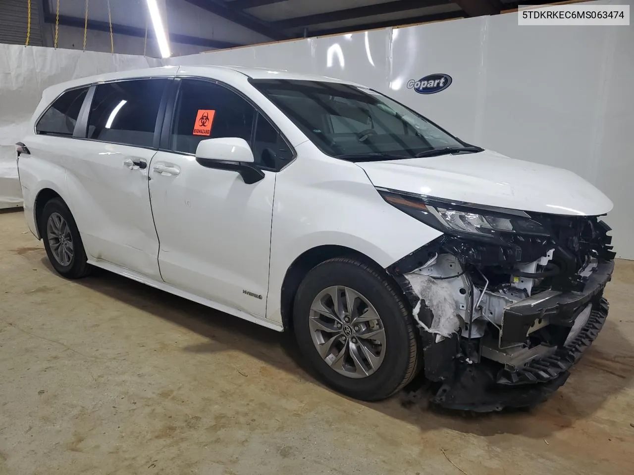 2021 Toyota Sienna Le VIN: 5TDKRKEC6MS063474 Lot: 80840504