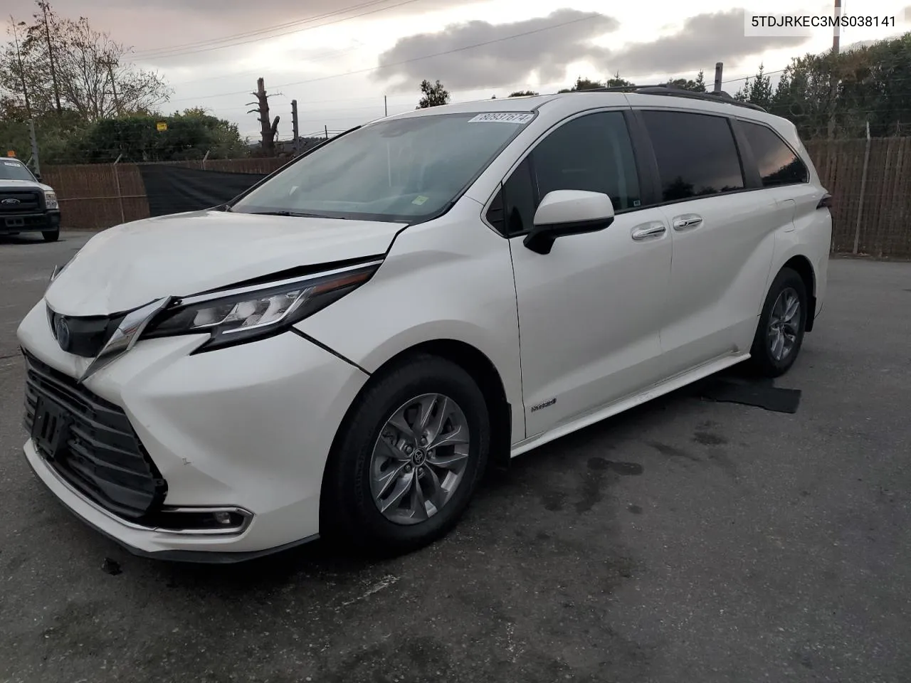 2021 Toyota Sienna Xle VIN: 5TDJRKEC3MS038141 Lot: 80937674