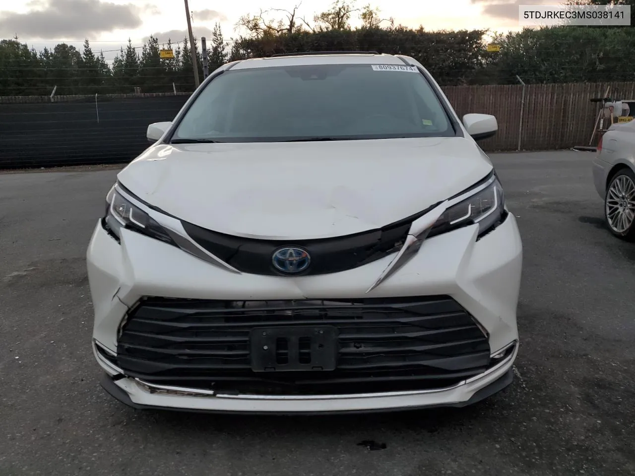 2021 Toyota Sienna Xle VIN: 5TDJRKEC3MS038141 Lot: 80937674