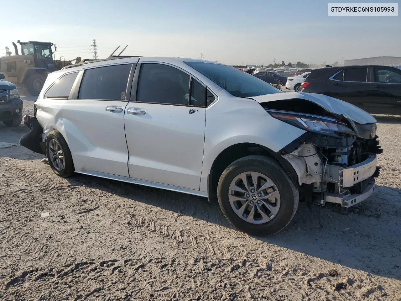 2022 Toyota Sienna Xle VIN: 5TDYRKEC6NS105993 Lot: 68491454