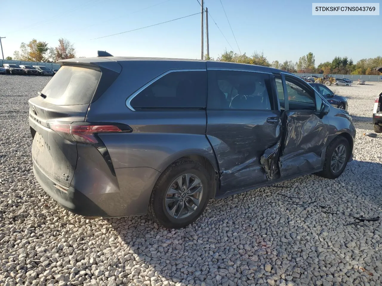 2022 Toyota Sienna Le VIN: 5TDKSKFC7NS043769 Lot: 73773544