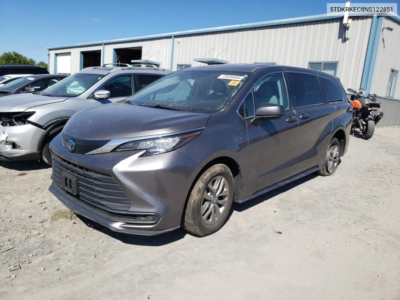 2022 Toyota Sienna Le VIN: 5TDKRKEC8NS122851 Lot: 73839494