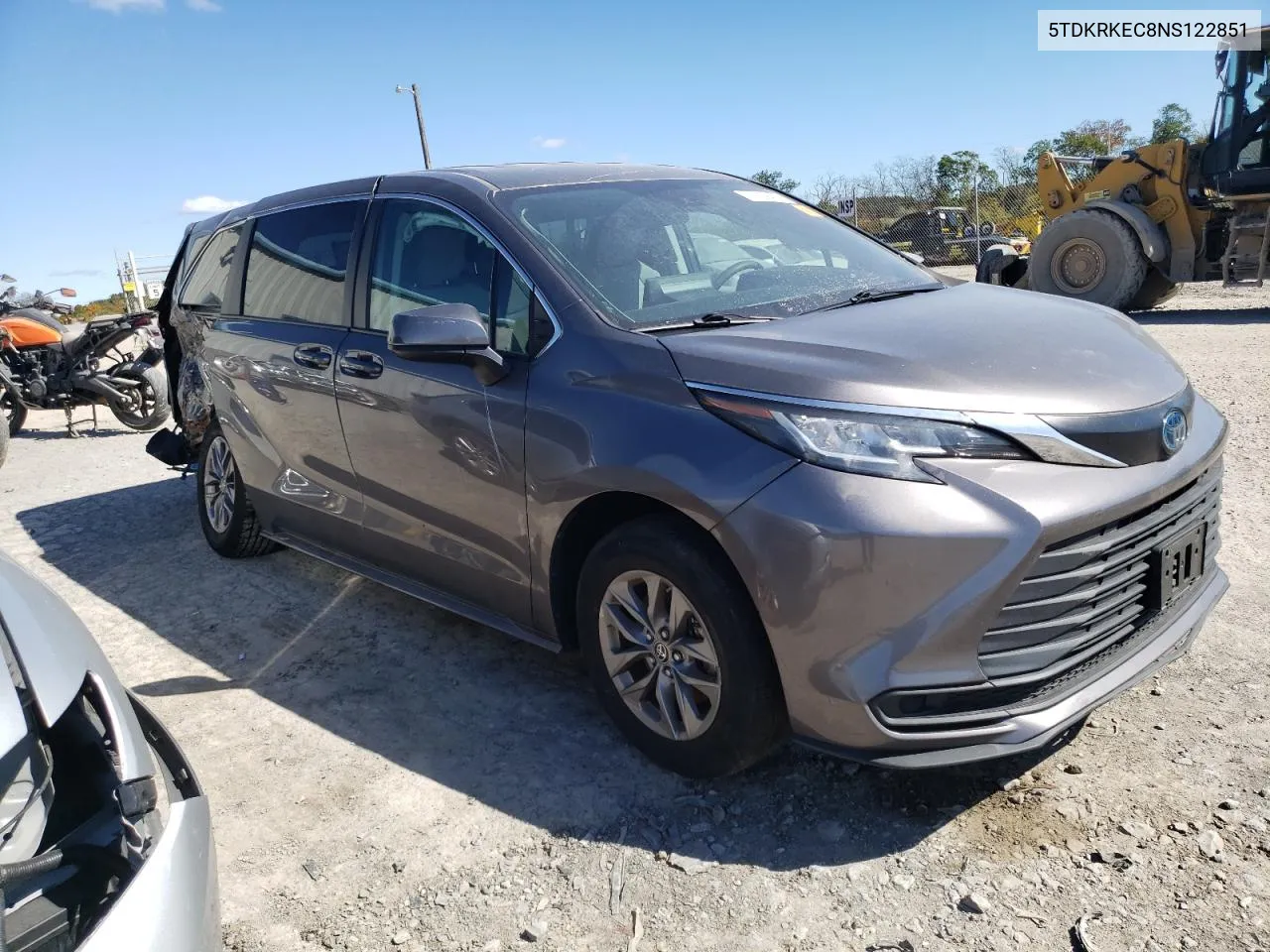 2022 Toyota Sienna Le VIN: 5TDKRKEC8NS122851 Lot: 73839494