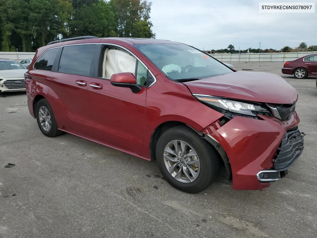 2022 Toyota Sienna Xle VIN: 5TDYRKEC6NS078097 Lot: 74285614