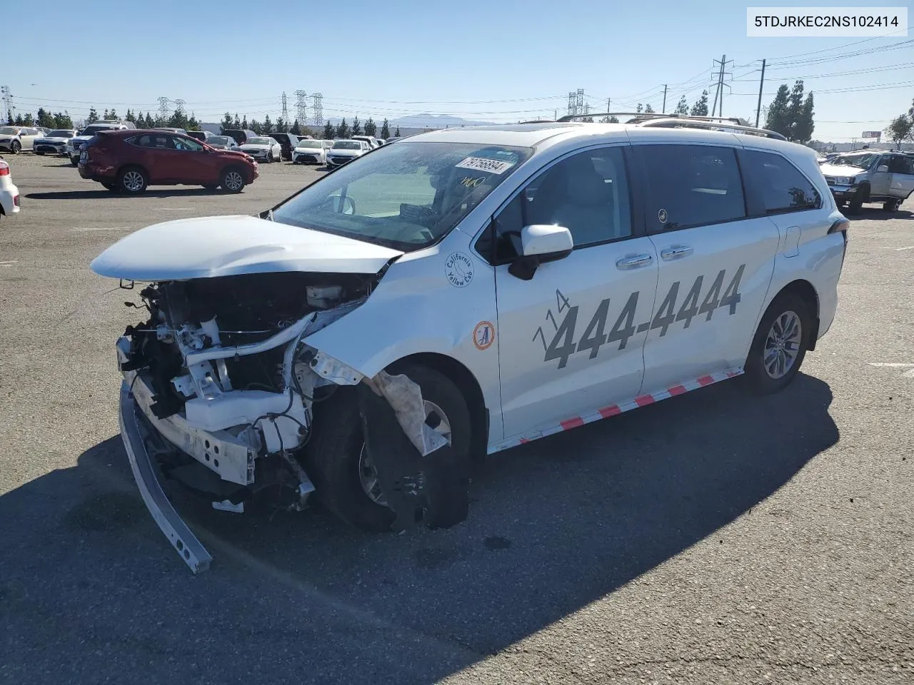 2022 Toyota Sienna Xle VIN: 5TDJRKEC2NS102414 Lot: 79756894