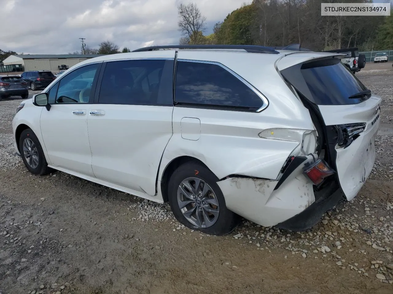 2022 Toyota Sienna Xle VIN: 5TDJRKEC2NS134974 Lot: 80409954