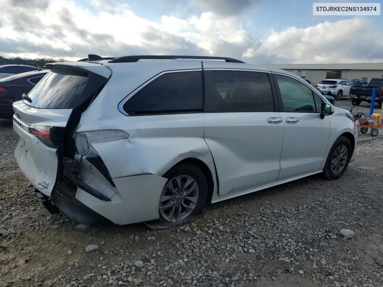 2022 Toyota Sienna Xle VIN: 5TDJRKEC2NS134974 Lot: 80409954