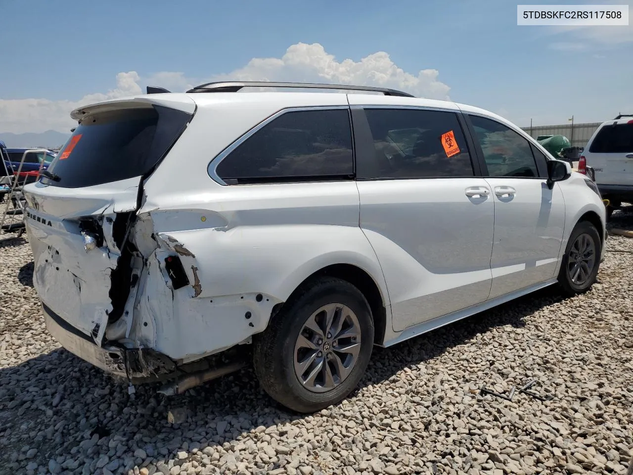 2024 Toyota Sienna Le VIN: 5TDBSKFC2RS117508 Lot: 69766774