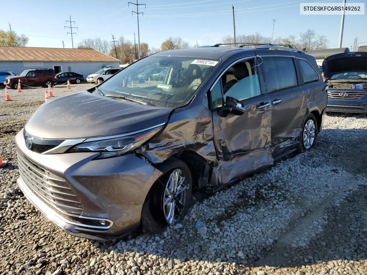 2024 Toyota Sienna Limited VIN: 5TDESKFC6RS149262 Lot: 78983214